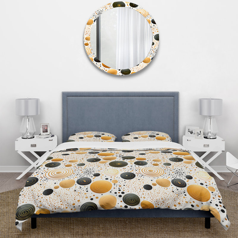 Ensemble de housse de couette à pois dorés I, Housse de couette pour très grand lit et 2 très