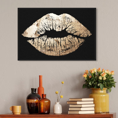 «Fashion And Glam Gold Kiss», impression sur toile