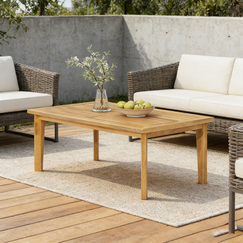 Table basse d'extérieur en bois d'acacia