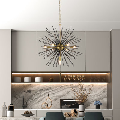Everitt 7 - Light Dimmable Sputnik Sphere Chandelier with Wrought Iron Accents