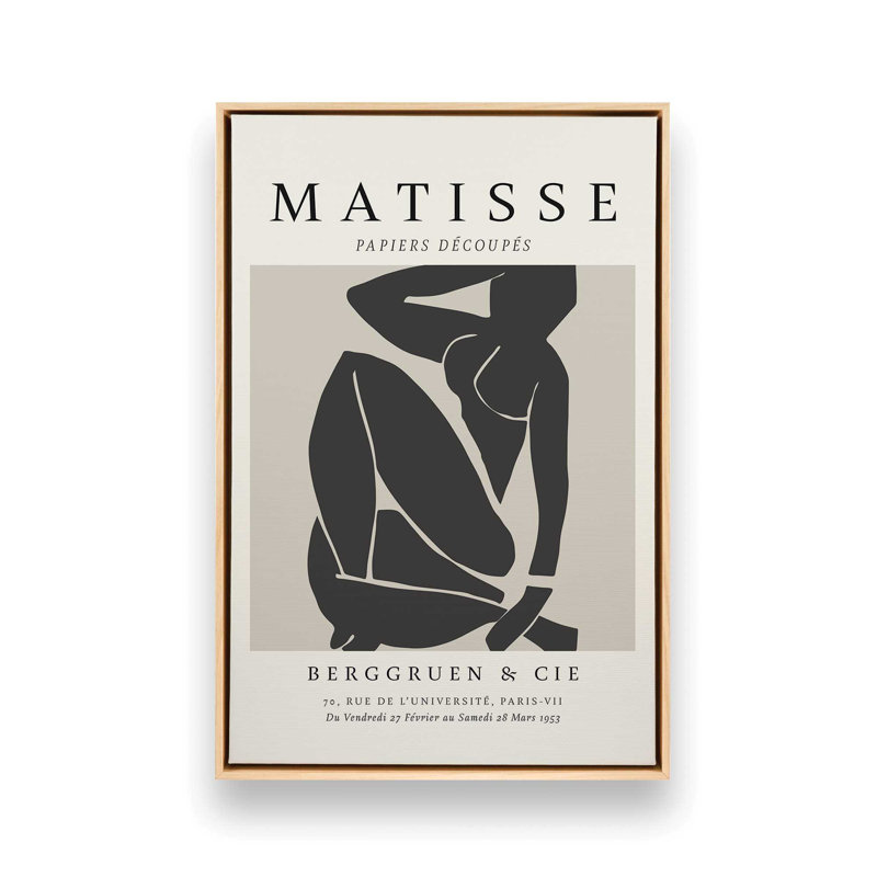 Matisse's Nude III en noir, H 12,75 po x l 8,75 po x P 1,75 po, Cadre américain en érable flottant