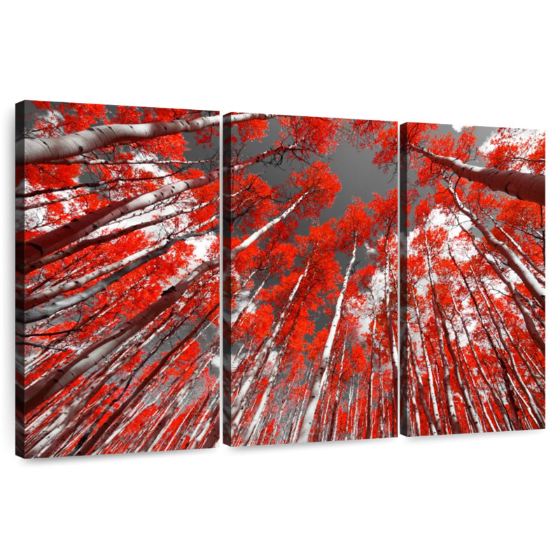 Harnek Red Forest Trees, 14" H x 23" W