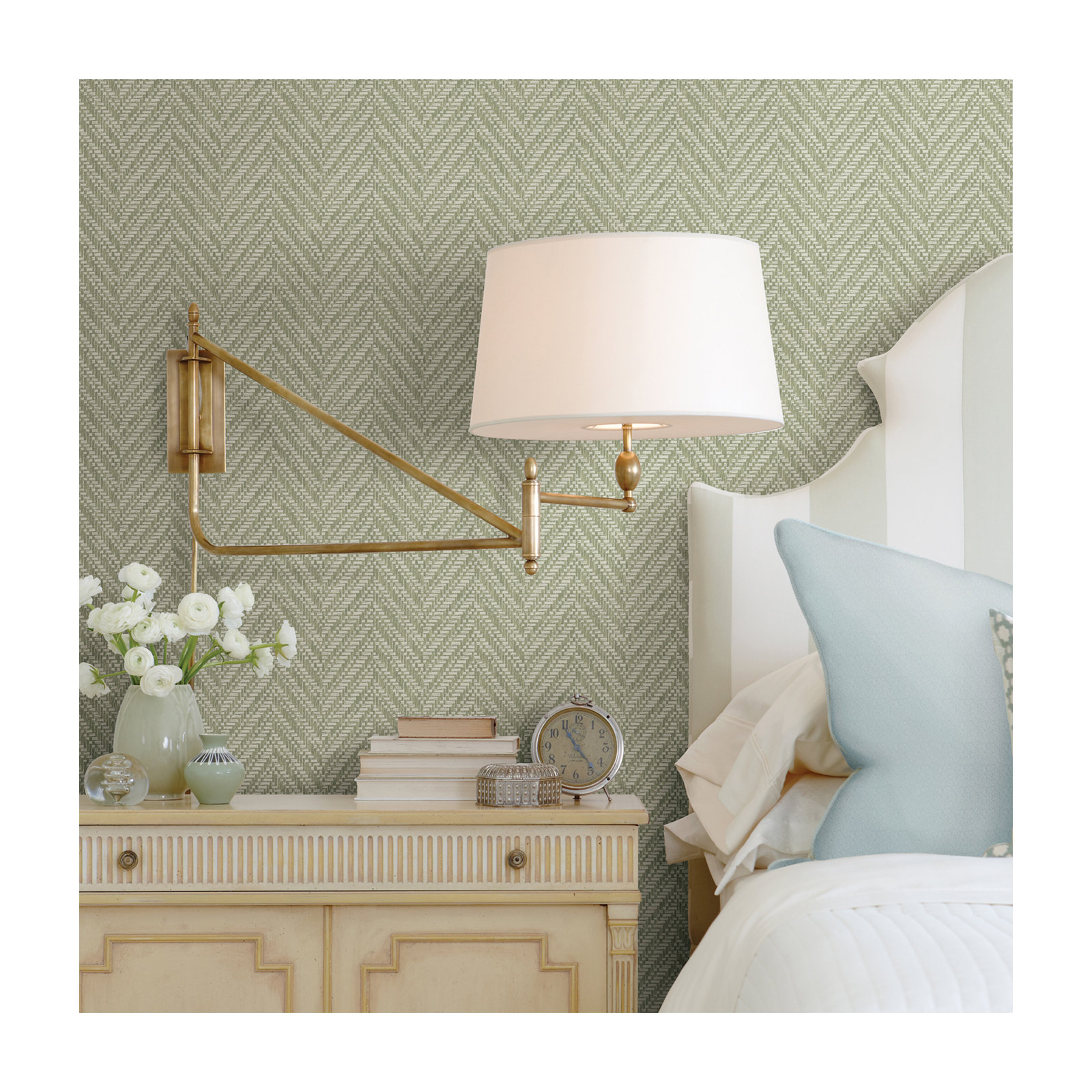Ziggity Chevron Wallpaper, Meadow