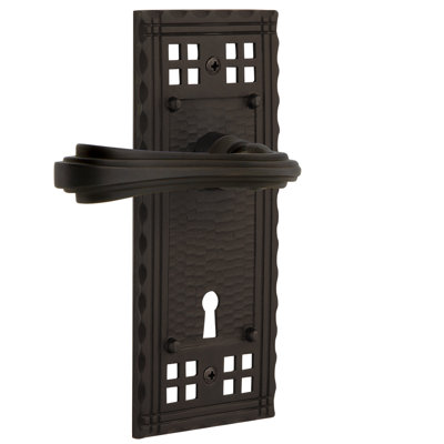Craftsman Plate Privacy (Bed & Bath) with Decorative Keyhole and Fleur Lever