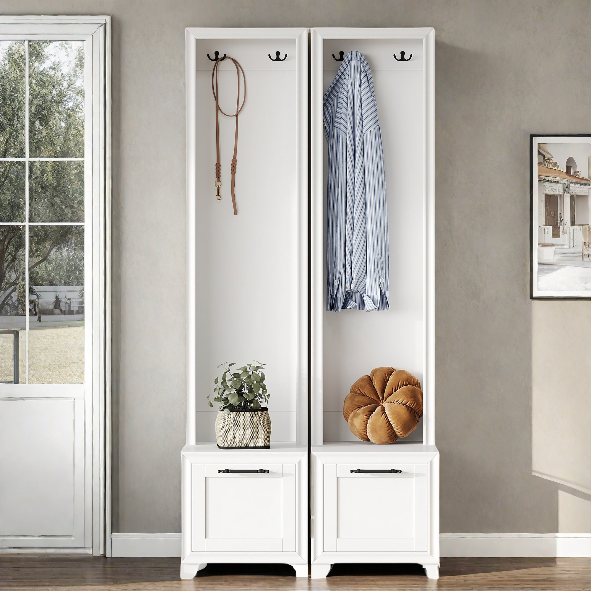 Red Barrel Studio Elegant Hall Tree Set Of 2, Coat Rack With Black ...