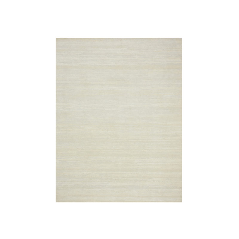 Tapis en laine noué à la main 9 pi x 11 pi 10 po blanc uni texturé A58384EECB4241A88A884B91202C814F
