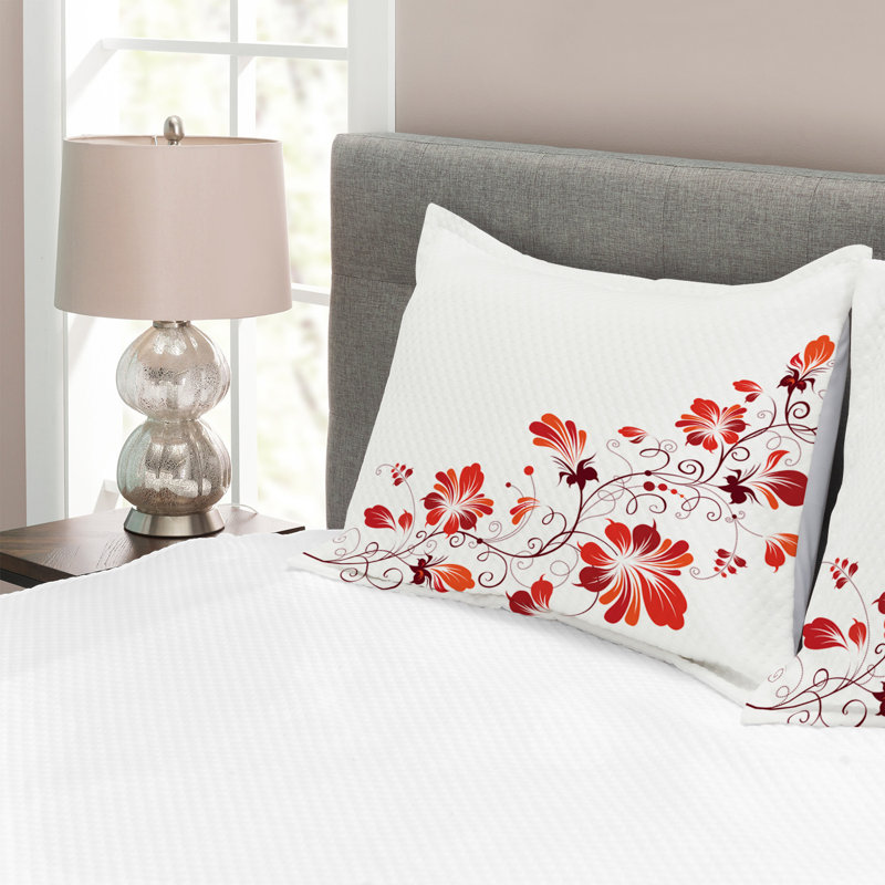 Friel Floral Bedspread with Pillow Shams, 220 x 264 cm