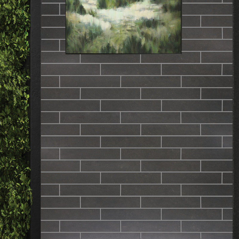 High Street 3'' W x 15'' L Porcelain Concrete Look Singular Tile, Charcoal
