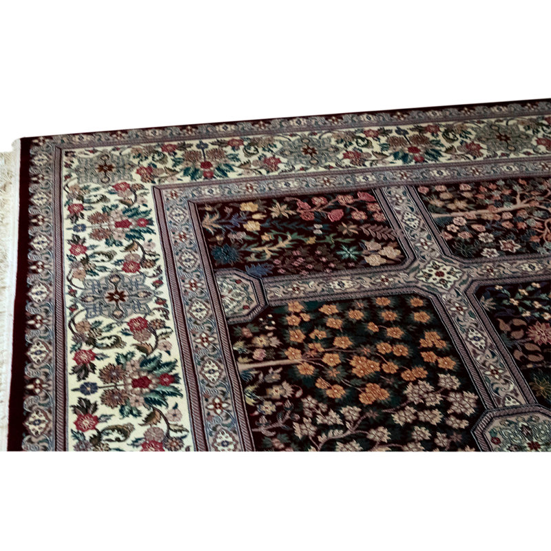 Tapis bleu / blanc / rouge noué à la main de haute qualité