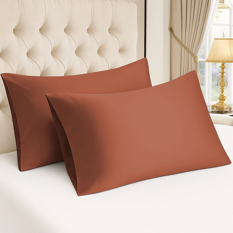 Kandis 100 Microfiber Brushed Plain Envelope Style Pillow Case/Cover, Rust