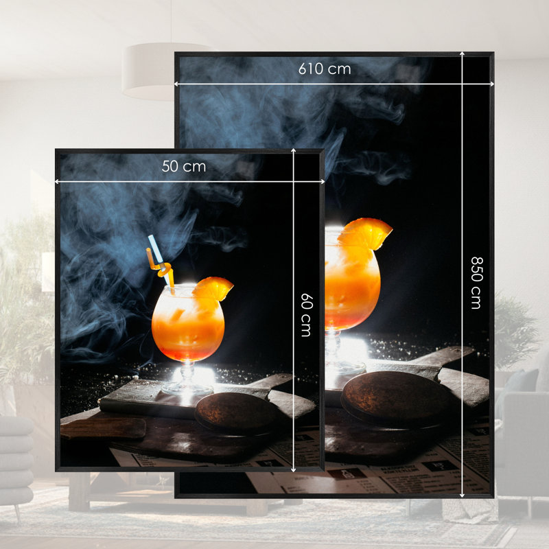 Single Picture Frame LED Illuminated Wall Art Wall Art on Glass / Aluminium, 60 cm H x 50 cm W