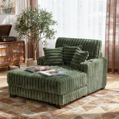 59"D Faux Fur Indoor Chaise Lounge