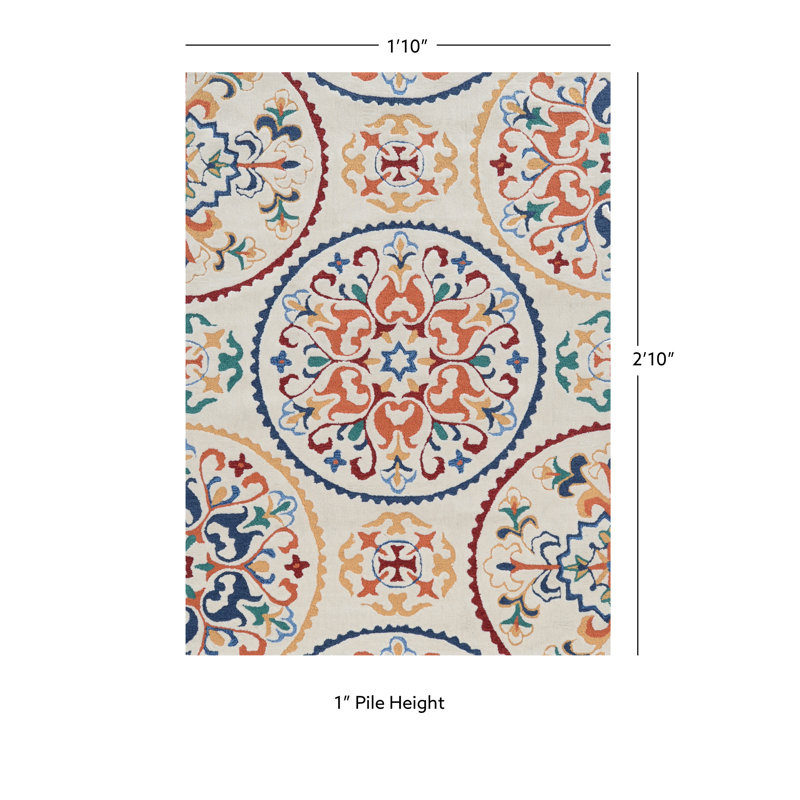 Equelle Hand Tufted Floral Indoor Rug, Rectangle 1'10" x 2'10"