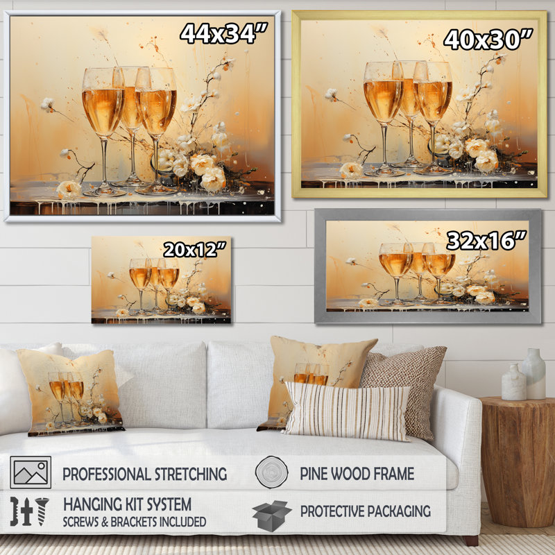 French Champagnes Cheers II - Imprimé, Toile tendue, H 24 po x l 32 po x P 1 po