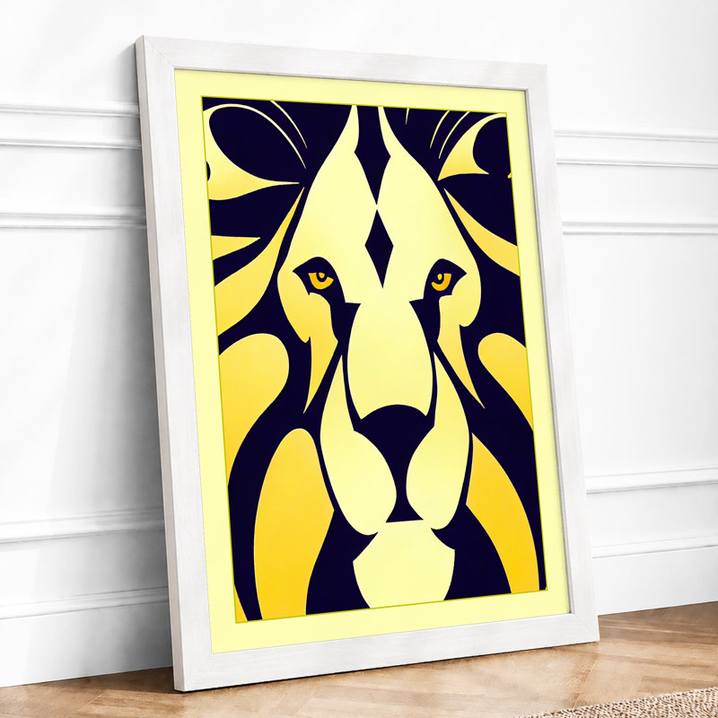Regal Lion Emblem Art Deco - Print, A3 - 42.0 x 29.7 cm, White