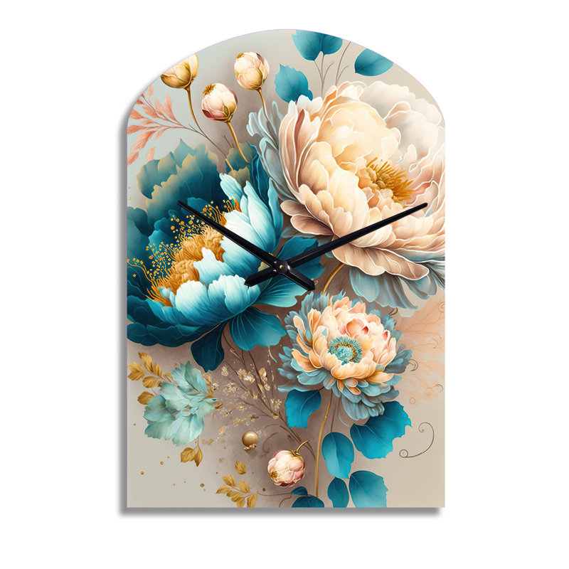 Horloge murale Banarji multicolore Blooming Flowers II - Floral, Moyenne