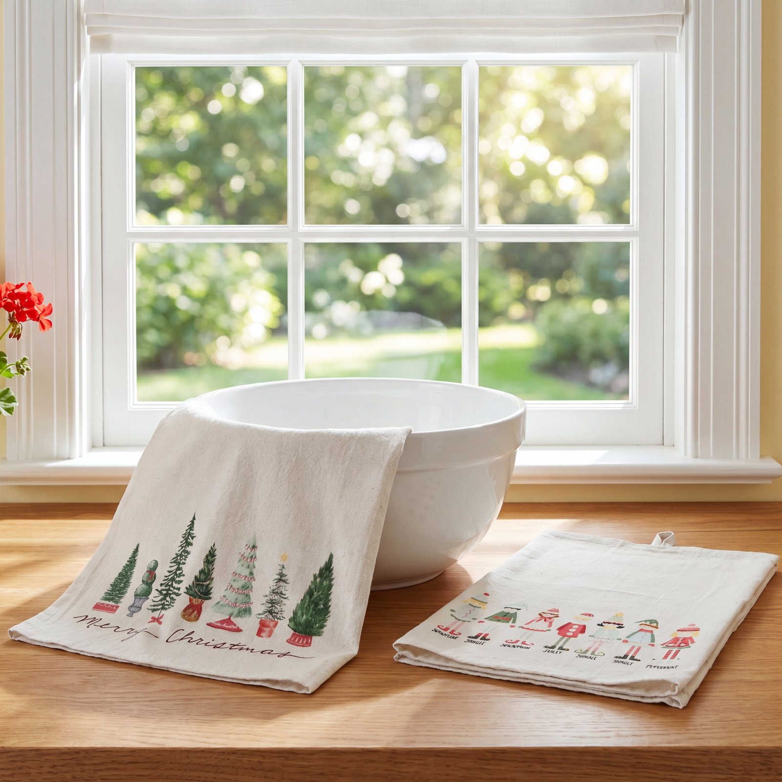 Trees and Elves Cotton Tea Towel