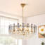 Lustre rond 24 lumières 8 lumières avec accents en cristal K9 à intensité variable