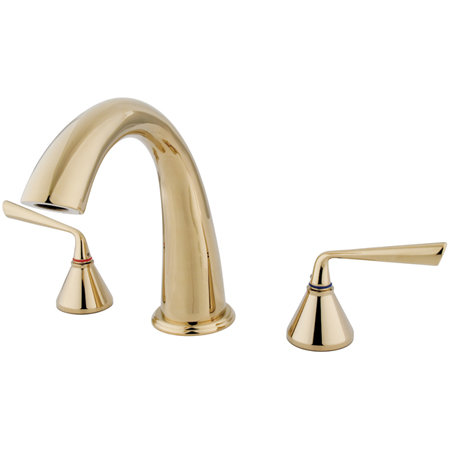 Kingston Brass Silver Sage Two-Handle 3-Hole Deck Mount Roman Tub Faucet, Polished Brass