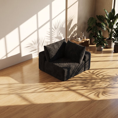Canapé modulaire en coin en velours côtelé Y39,5 "x P 39,5" x H 24,43 "