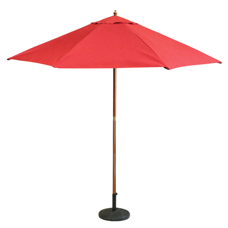 Parasol de marché d'extérieur 9 pi Rasco, Rouge / bois de merisier