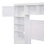 Lit double en bois avec armoire et tablette tout-en-un, blanc