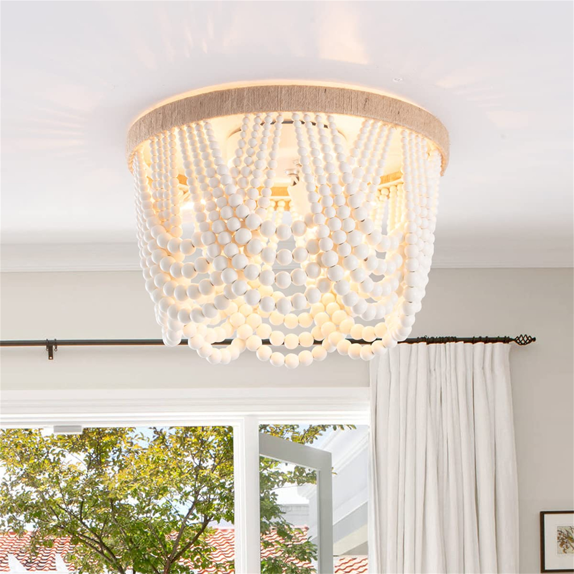 Wood bead deals ceiling light