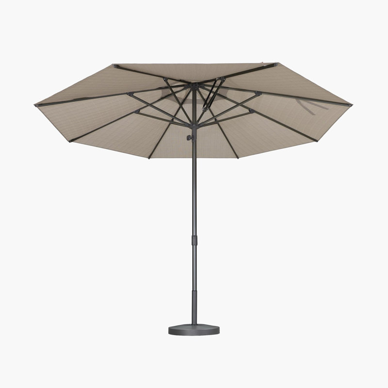 Parasol semi-automatique rond de 10 pi avec 8 parasols AlumInum, L 118 po x P 94,8 po, Beige