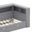 Lit plateforme en L avec lit gigogne, lit de jour avec tablette de rangement et station de charge, structure de lit d'angle simple en bois-116877248