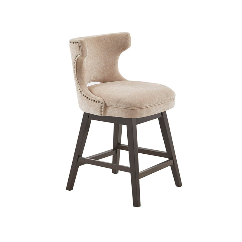 Tabouret de comptoir pivotant 25,75 po, Brun, Beige