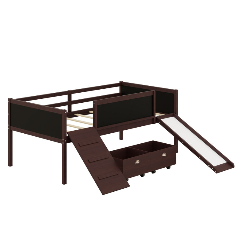 Lit mezzanine avec deux boîtes de rangement pour la chambre à coucher, Espresso