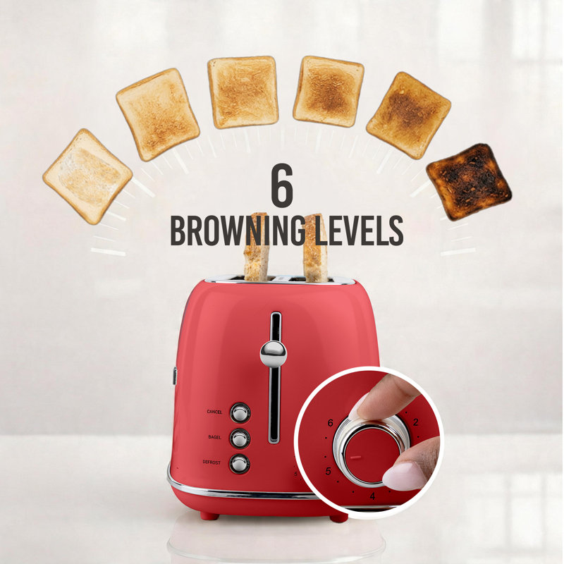 Classic Retro 4- Slice Toaster, Red, Red