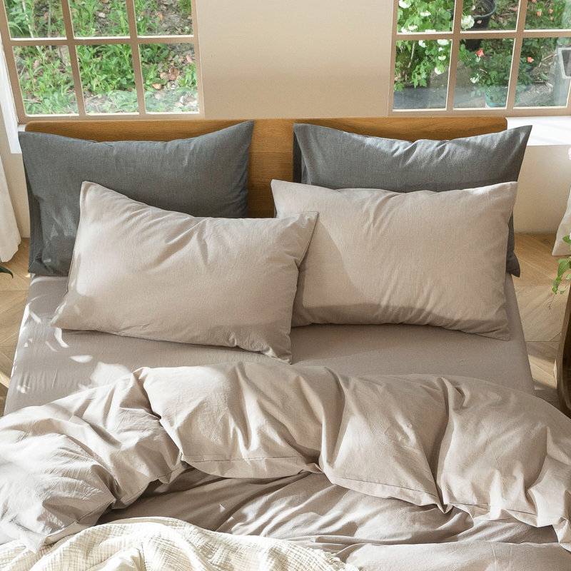 Fermeture de l'enveloppe des taies d'oreiller MooMee,  Très grand (20 po x 36 po), Taupe