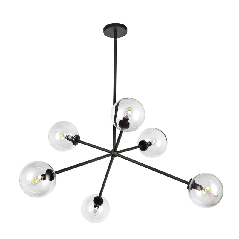 Lustre moderne 40 lumières 6 lumières Learco, Noir mat