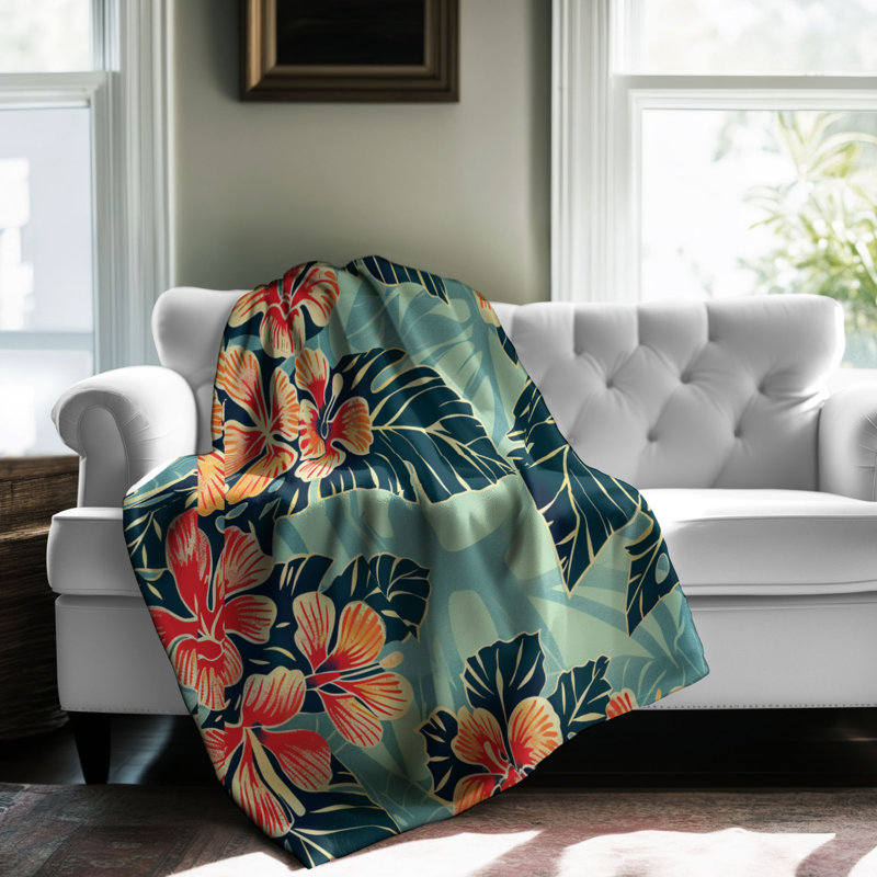 Hawaiian Textiles - Couverture sherpa de qualité supérieure 1 pièce, L 60 po x L 80 po
