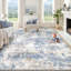 Tapis lavable abstrait moderne 8 pi x 10 pi, neutre, doux, antidérapant et antitaches pour salon, bleu-1400626561-1400626560