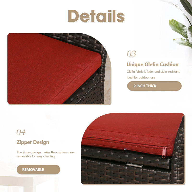 Pape Powder Coated Steel Outdoor Bench, Red