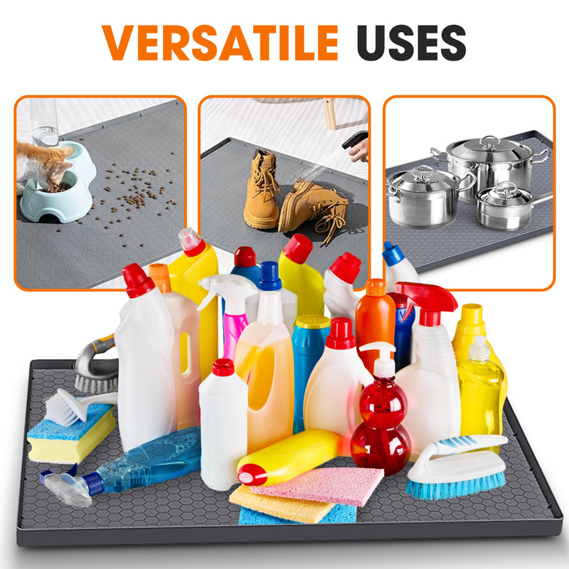 Waterproof Silicone Undersink Mat with Drainage - Extra Large, 25" W x 19" D