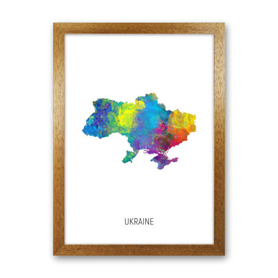 Ukraine Watercolour Map by Michael Tompsett - Print