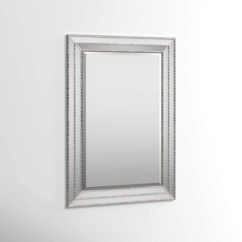 Almyra Glass Rectangle Mirror, Metallic Silver