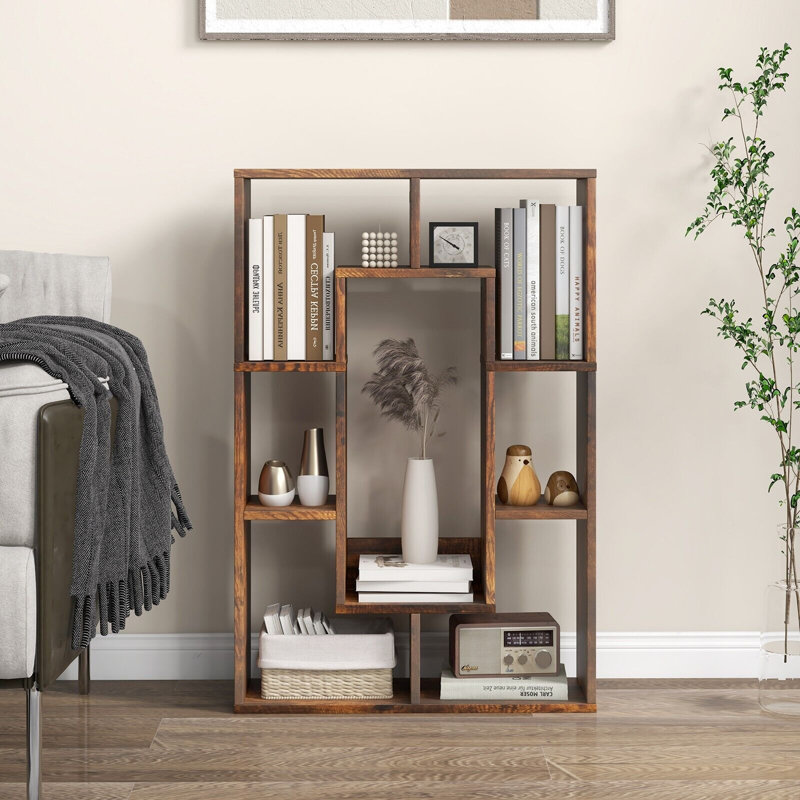 Olna 60 cm W Geometric Bookcase, Brown