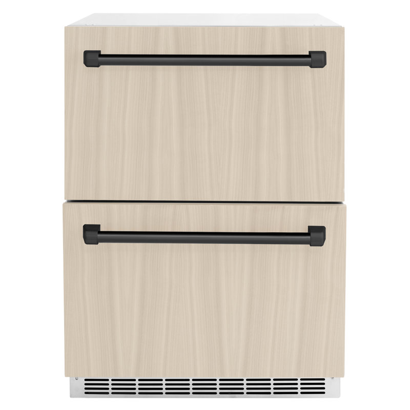 ZLINE Autograph Edition 24 in. Touchstone 168 Can Outdoor-Rated Dual Refrigerator Drawer with Doors and Handles
