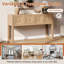 Console en bois massif sculpté 54,9 po Branden avec pieds cannelés à 3 tiroirs pour le couloir du salon-992028829