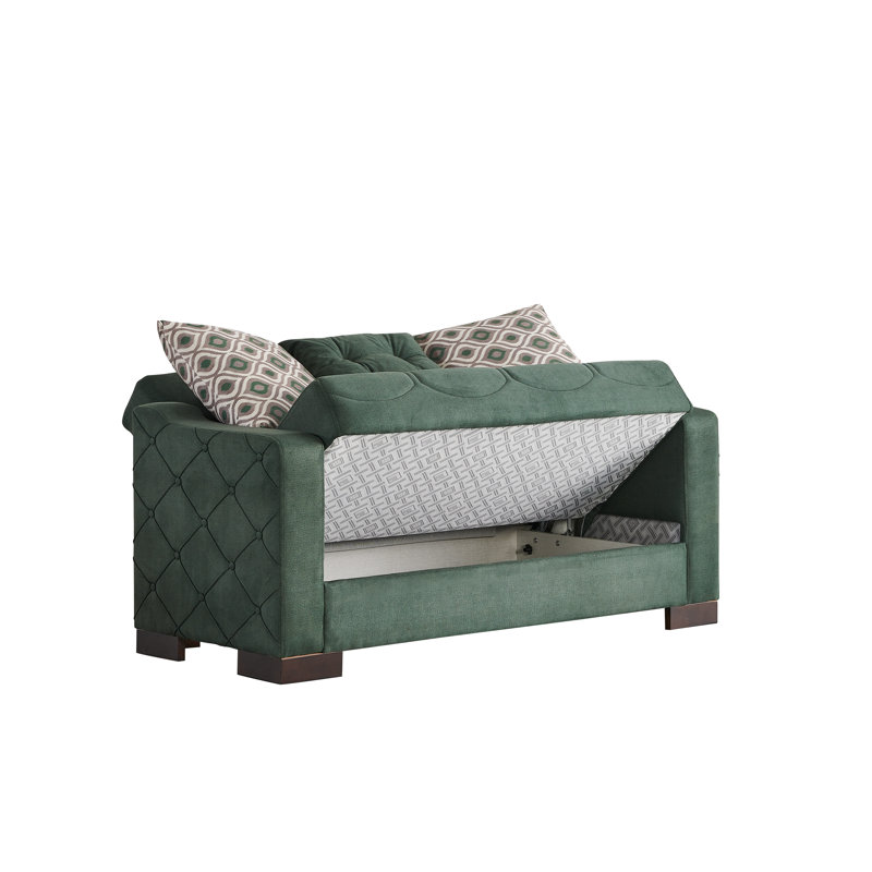 Soft Touch Microfiber 2-Seater Loveseat, Green Microfiber/Microsuede