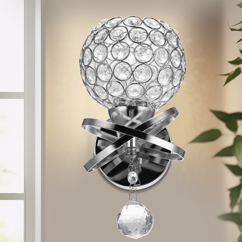 Applique murale à bras 1 lumière Crystal, Argent