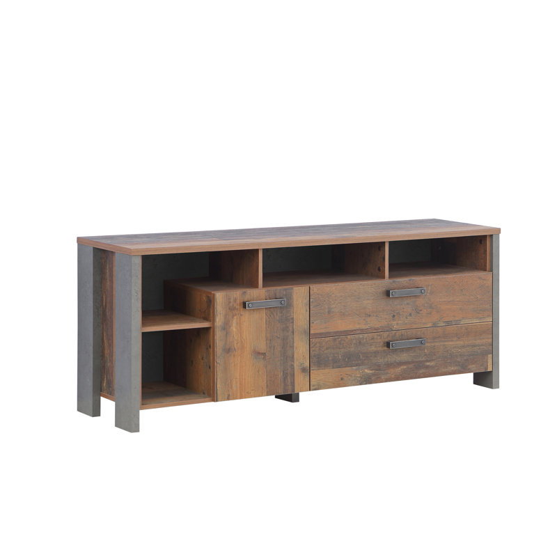 Lanham TV-Lowboard, Dark Grey Concrete Effect/Old Vintage Wood