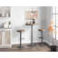 Adjustable Bar and Dinette Table 27"L x 27"W x 43"H Bamboo and Metal 1-Pack Dining Table Brown and Antique Adjustable Bar or Dining Height Seats Two-1745497731