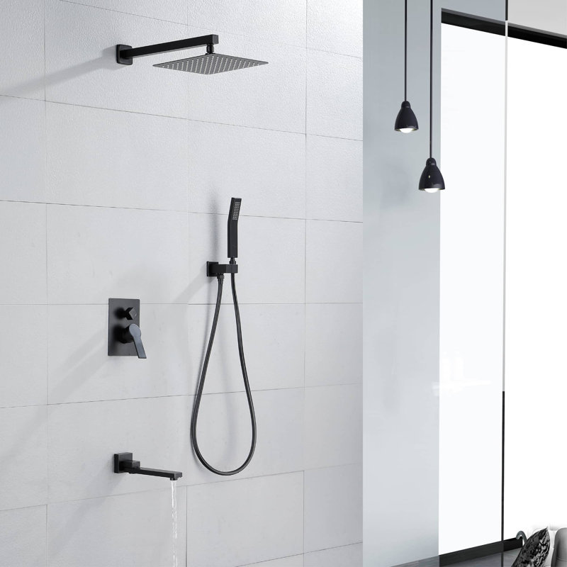 Robinet de douche avec valve brute, Noir mat