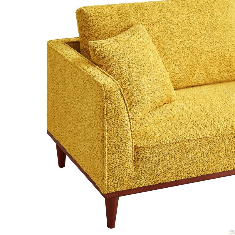 Chaise longue et tabouret rembourrés pour salon et chambre, Tissu jaune