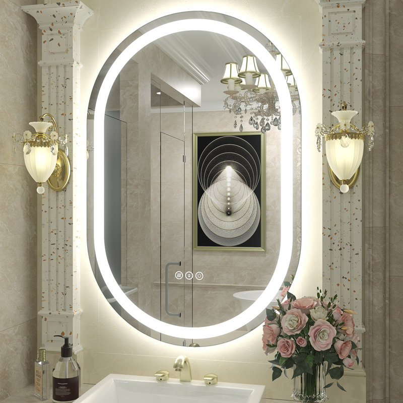 Wayfair Basics® UL Certified LED Anti-Fog Tempered Glass Oval Bathroom/Vanity Mirror , 36" x 24"